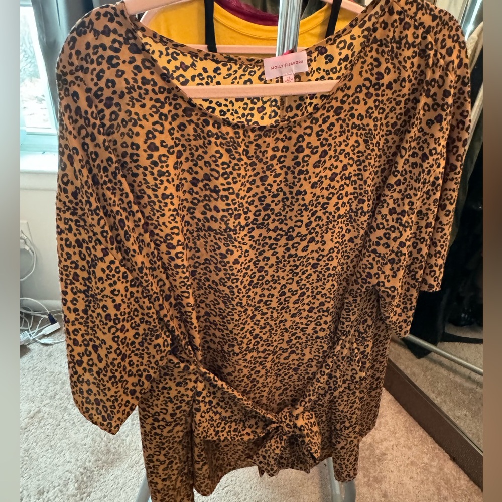 Molly & Isadora Cheetah Wrap Blouse (Size 2X)